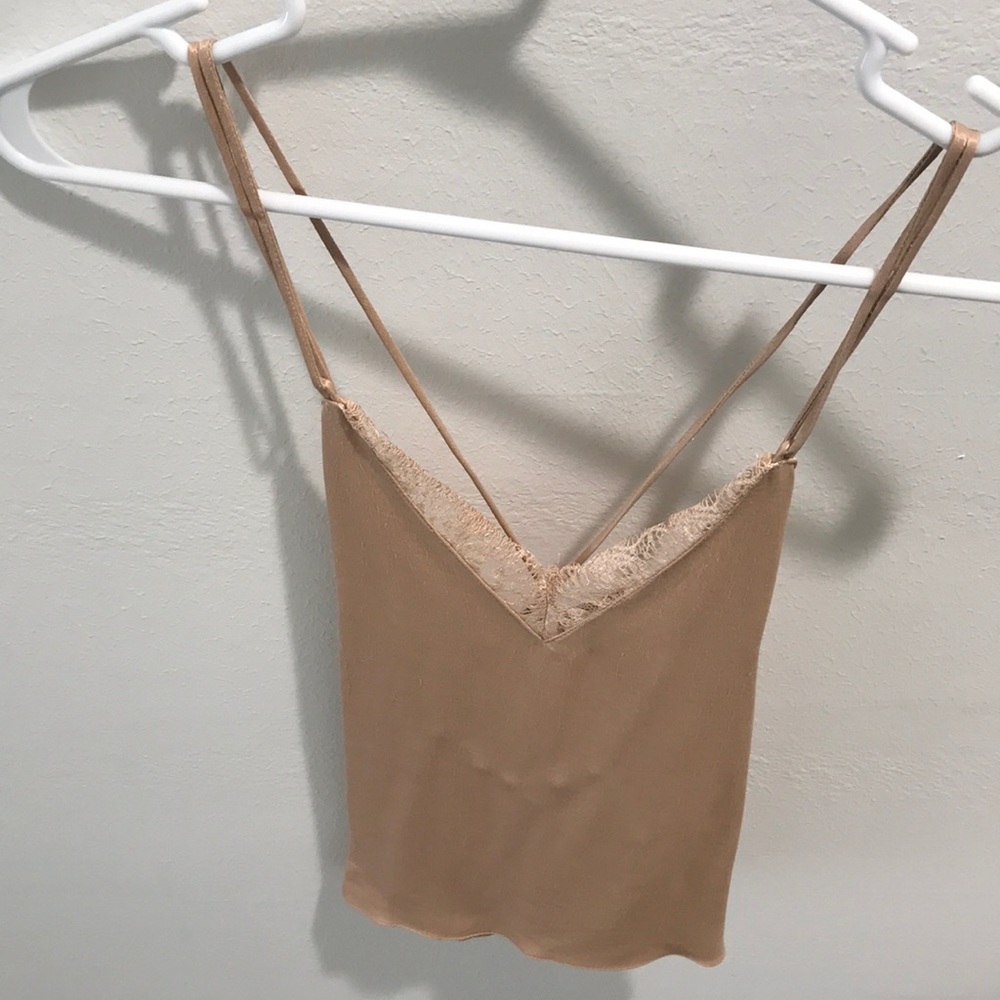 Zara open back lace tank in champagne XS